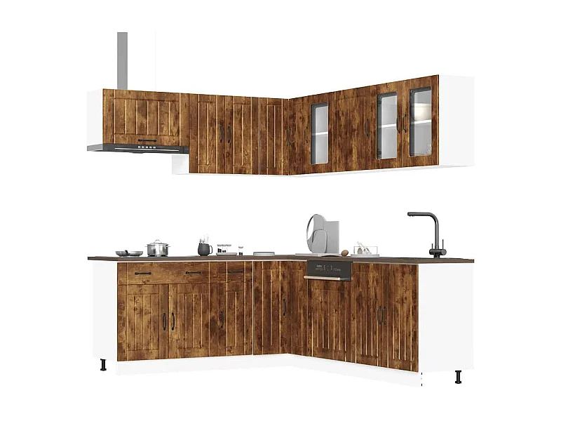 11-delige Keukenkastenset Lucca bewerkt hout gerookt eiken