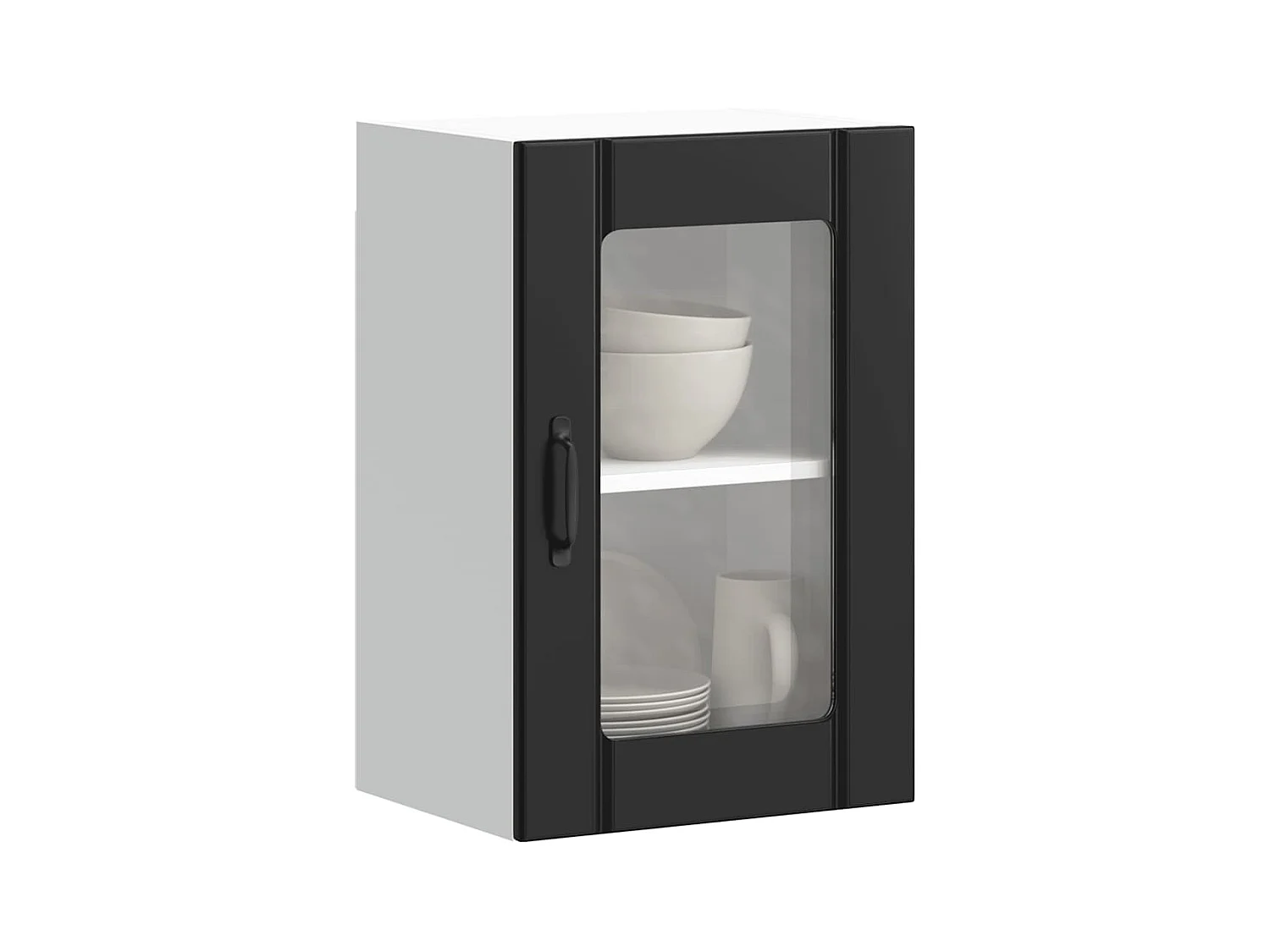 Armoire murale de cuisine avec porte en verre Lucca noir