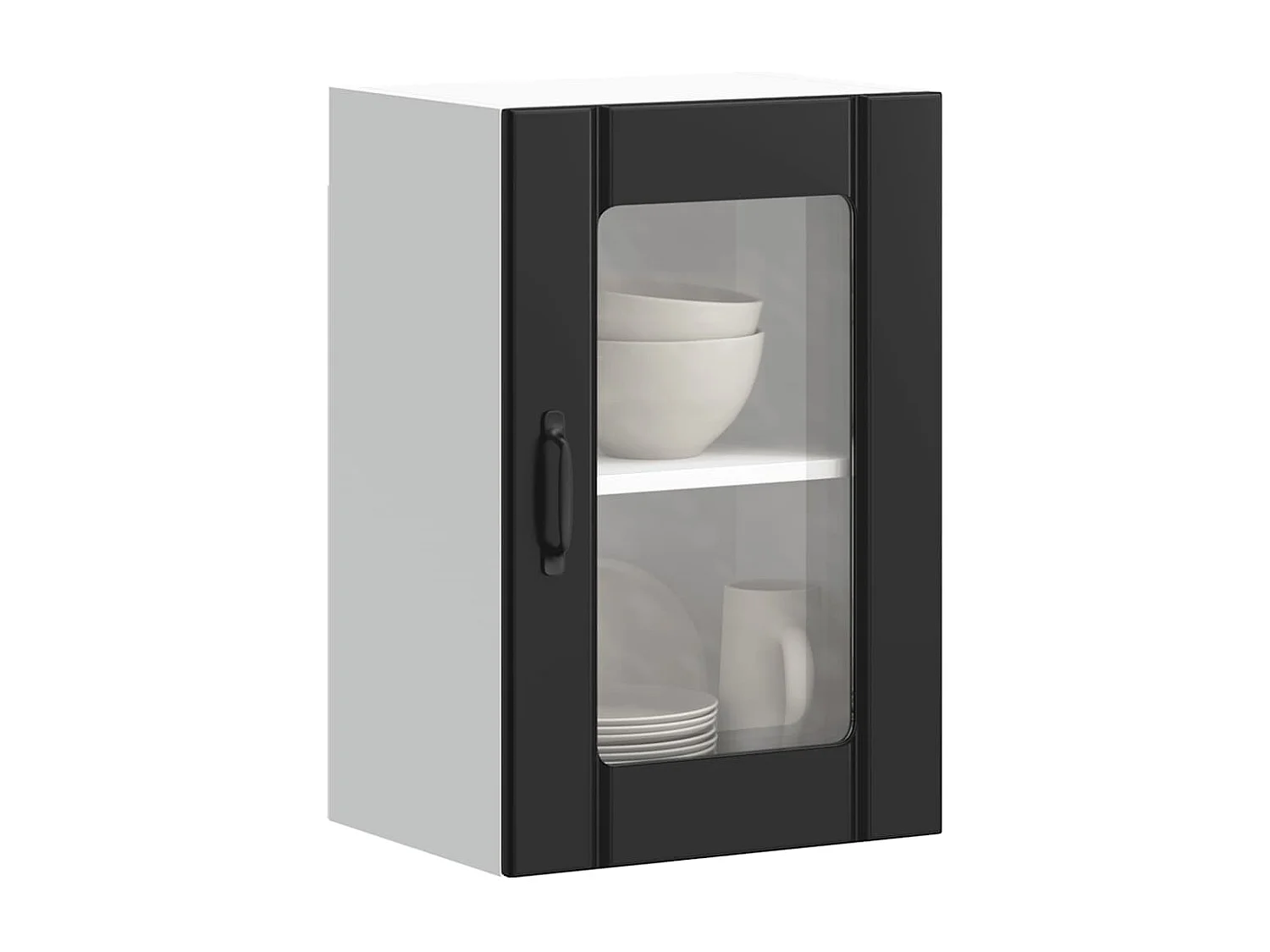 Armoire murale de cuisine avec porte en verre Lucca noir
