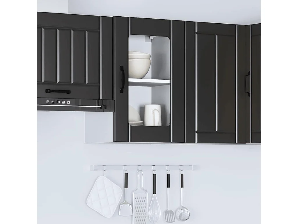 Armoire murale de cuisine avec porte en verre Lucca noir