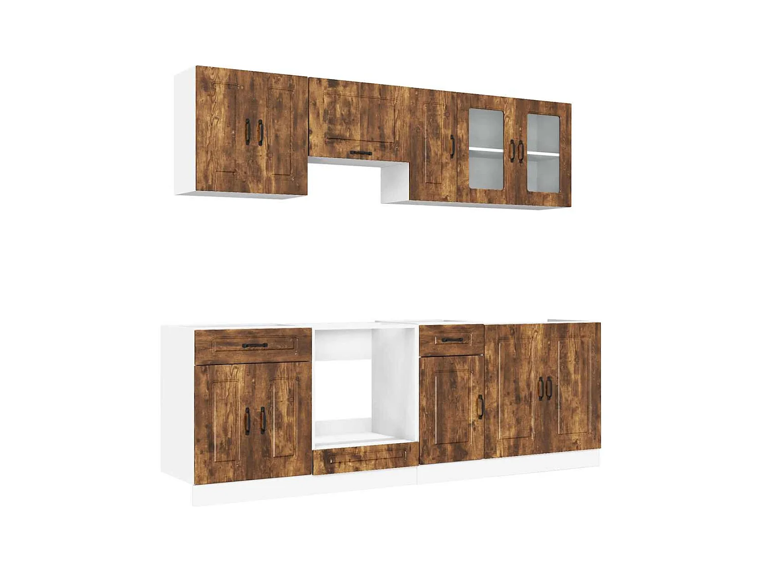 8-delige Keukenkastenset Kalmar bewerkt hout gerookt eiken