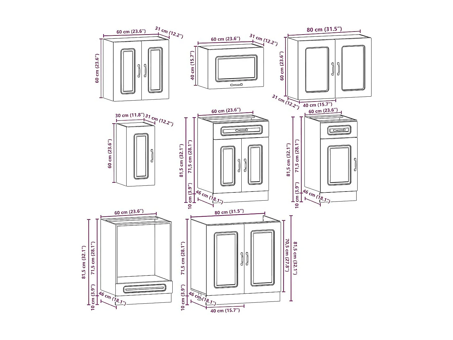 Ensemble d'armoires de cuisine 8 pcs Kalmar bois d'ingénierie