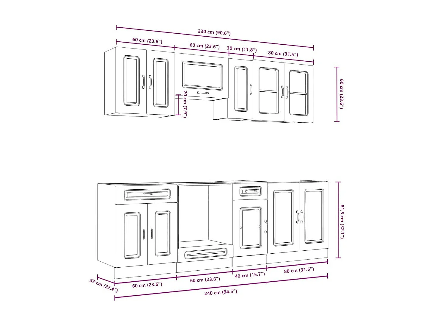 Ensemble d'armoires de cuisine 8 pcs Kalmar bois d'ingénierie