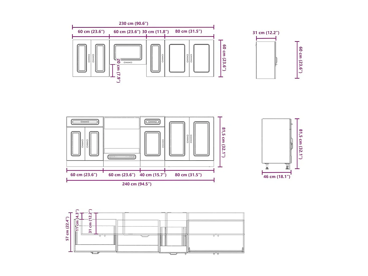 Ensemble d'armoires de cuisine 8 pcs Kalmar bois d'ingénierie