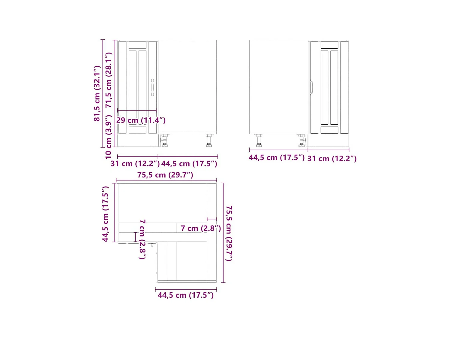 Mobile Base ad Angolo Cucina Lucca Rovere Marrone in Truciolato