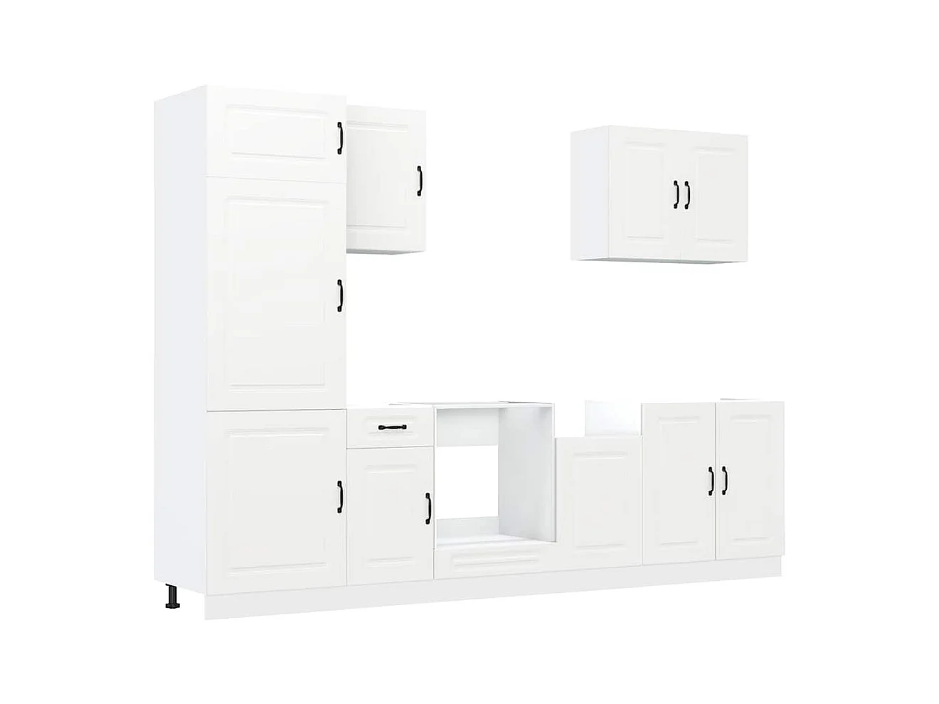 7-delige Keukenkastenset Kalmar bewerkt hout wit