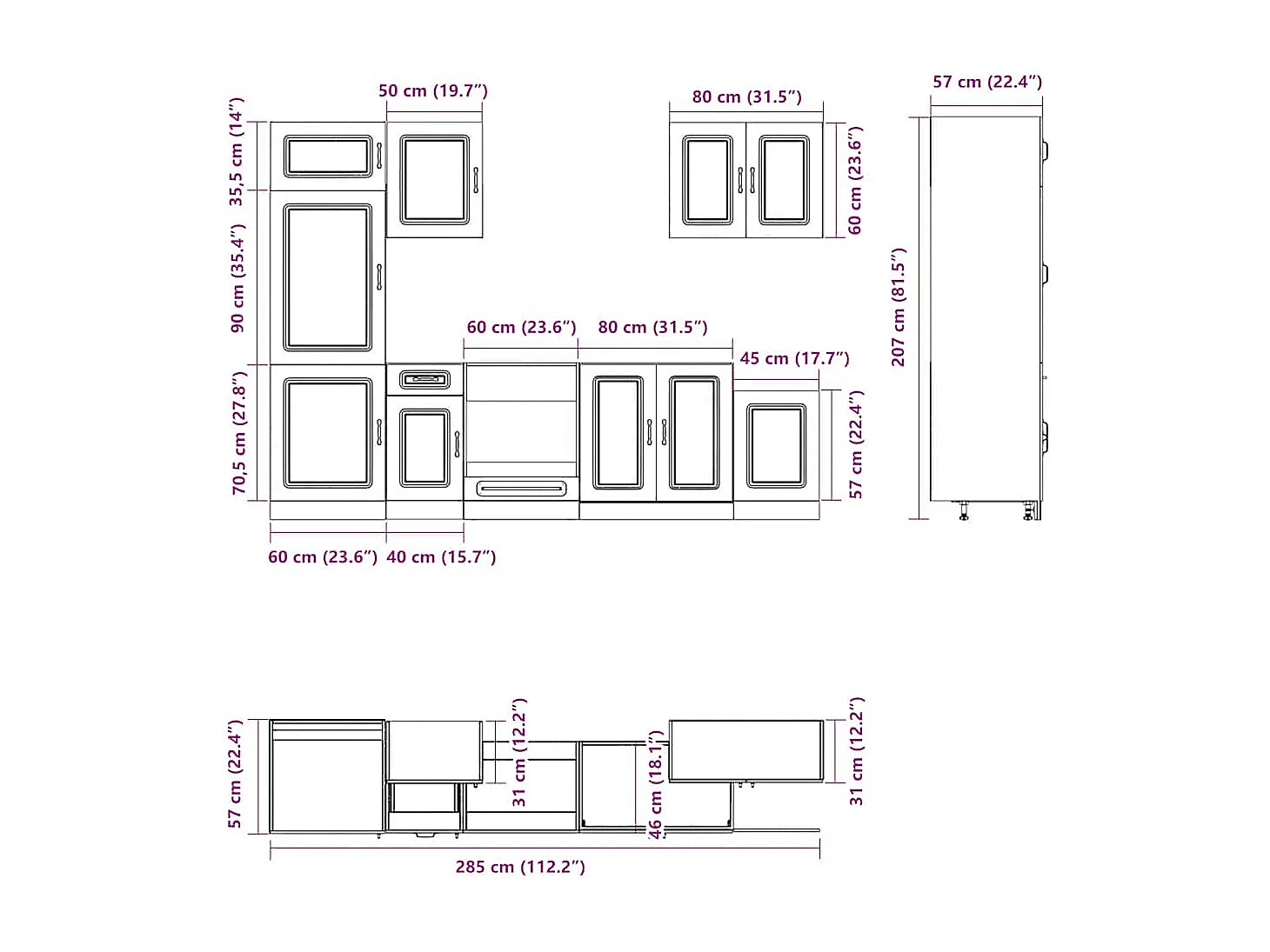 Ensemble d'armoires cuisine 7pcs Kalmar blanc bois d'ingénierie