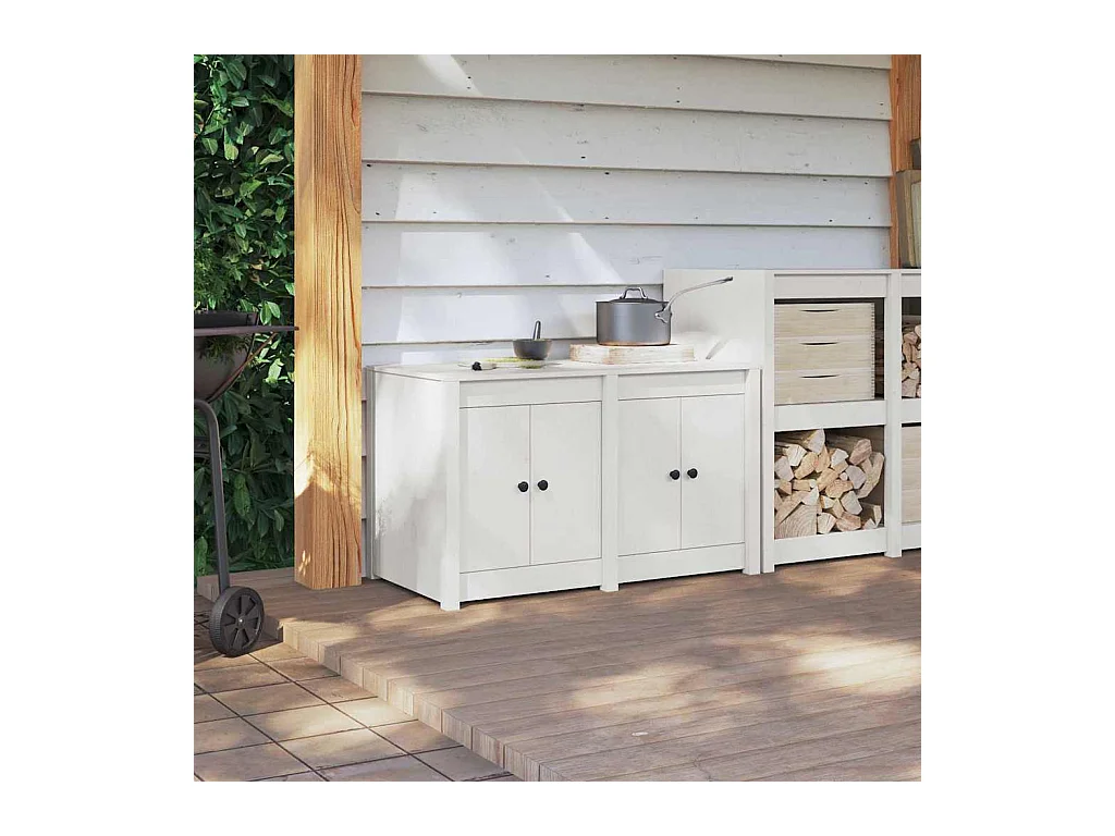 Keukenkast met plank Wit 106 x 55 x 64 cm Massief grenenhout