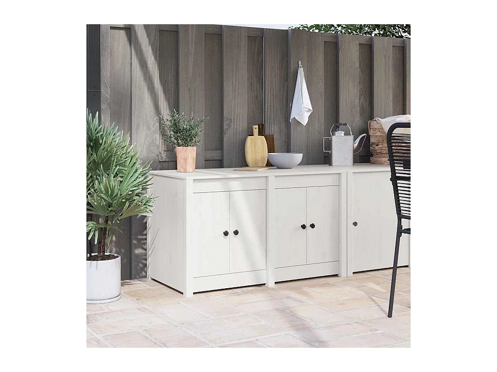 Armoire de cuisine Blanc 106 x 55 x 64 cm Bois de pin massif