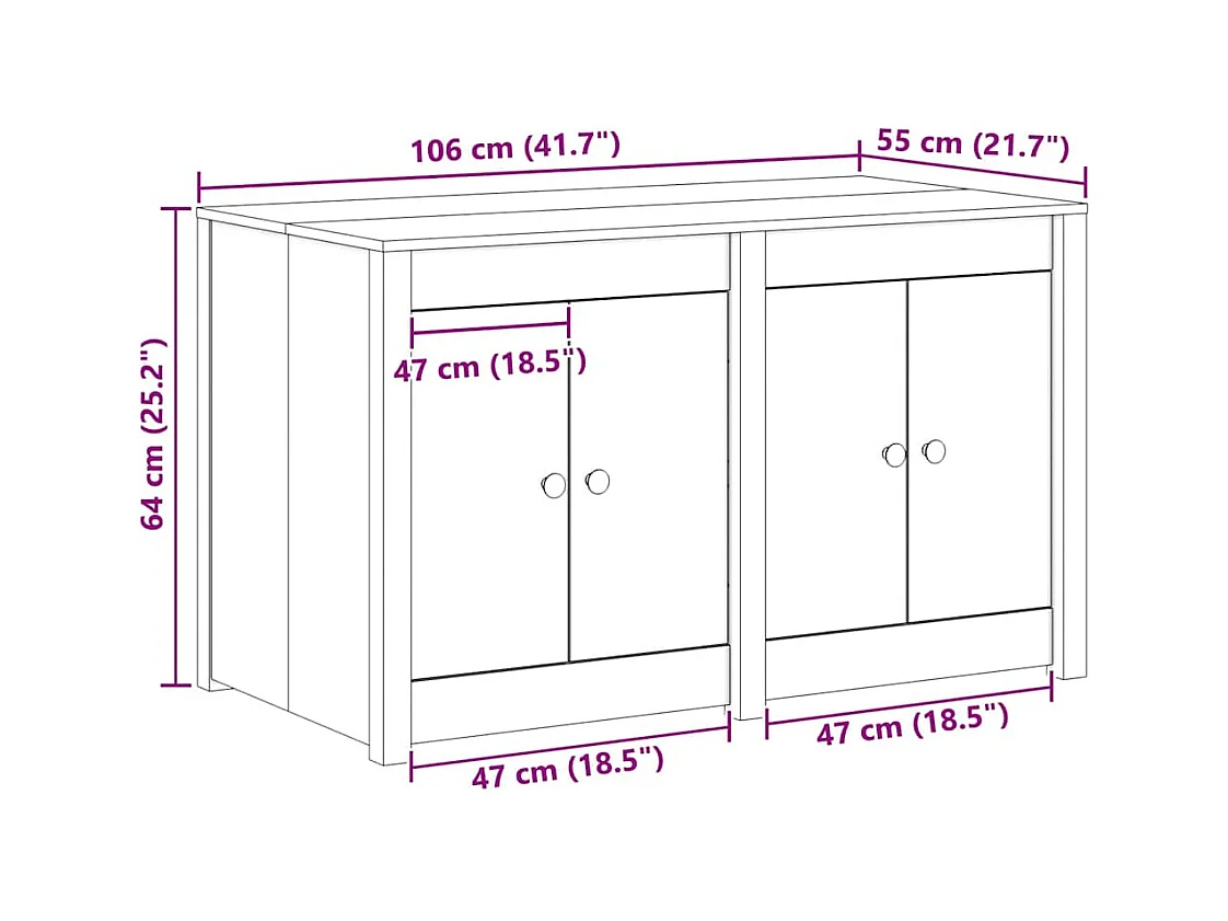 Küchenschrank mit Regal Weiß 106 x 55 x 64 cm Massivholz Kiefer