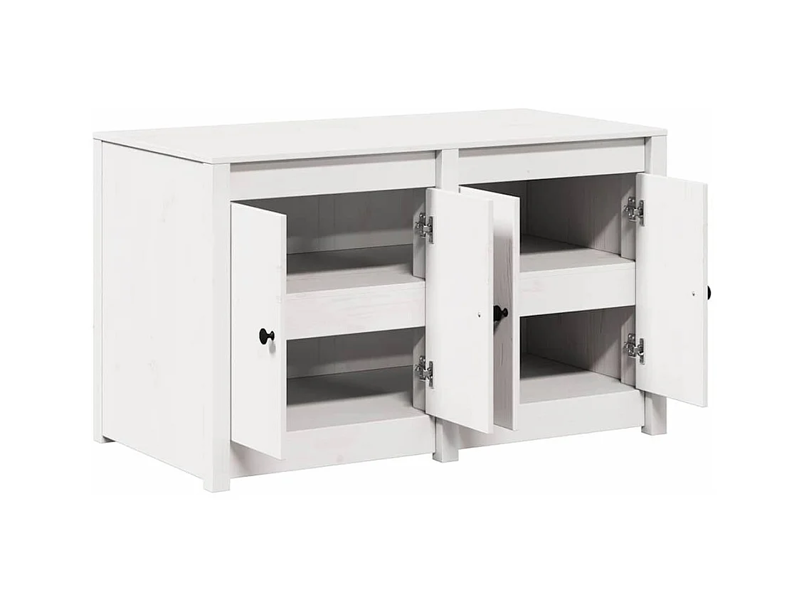 Küchenschrank mit Regal Weiß 106 x 55 x 64 cm Massivholz Kiefer