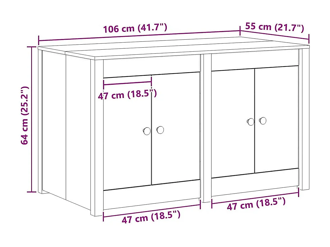 Armoire de cuisine Blanc 106 x 55 x 64 cm Bois de pin massif