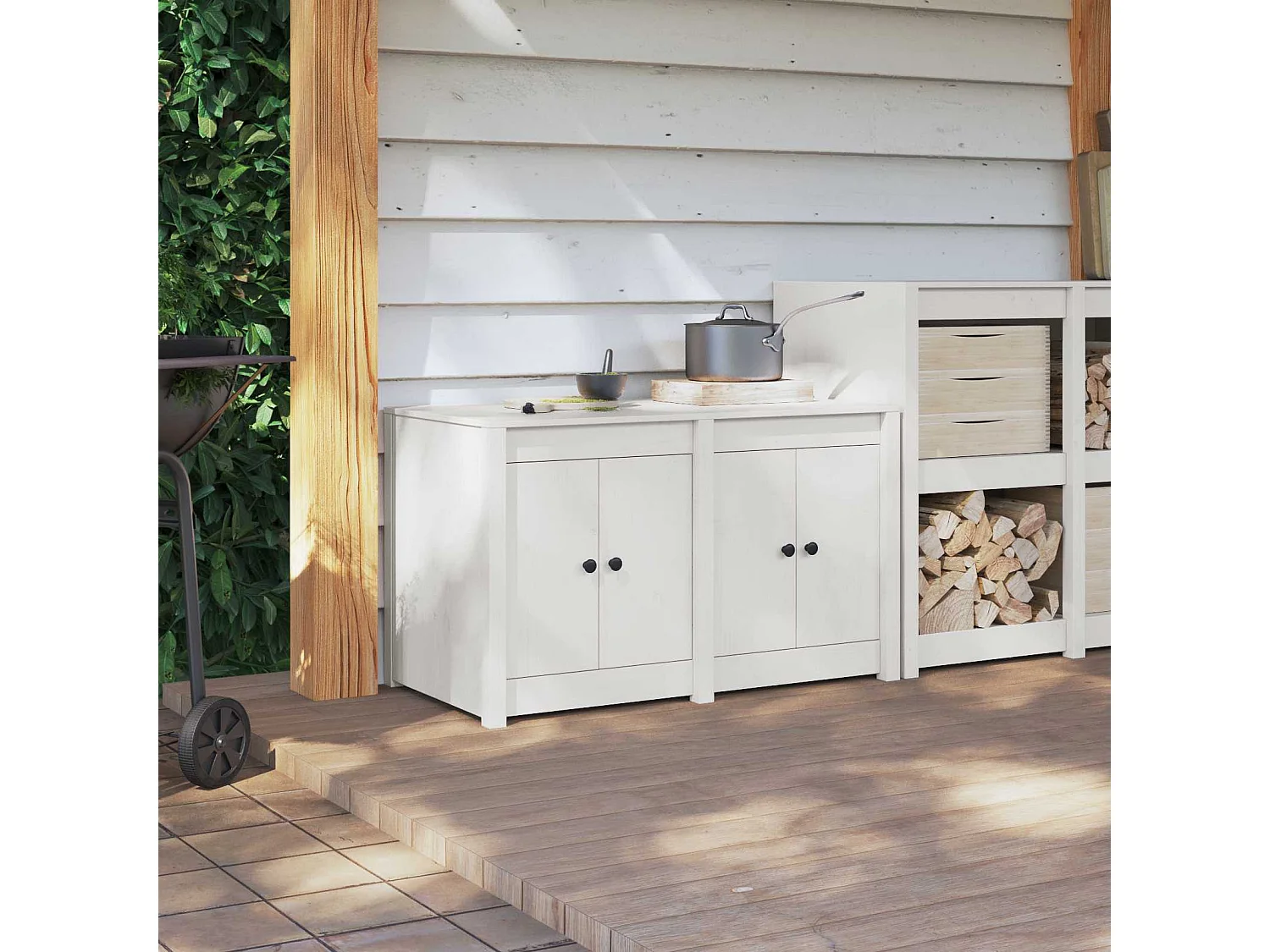 Armoire de cuisine avec étagère MEPPEL Blanc 106 x 55 x 64 cm