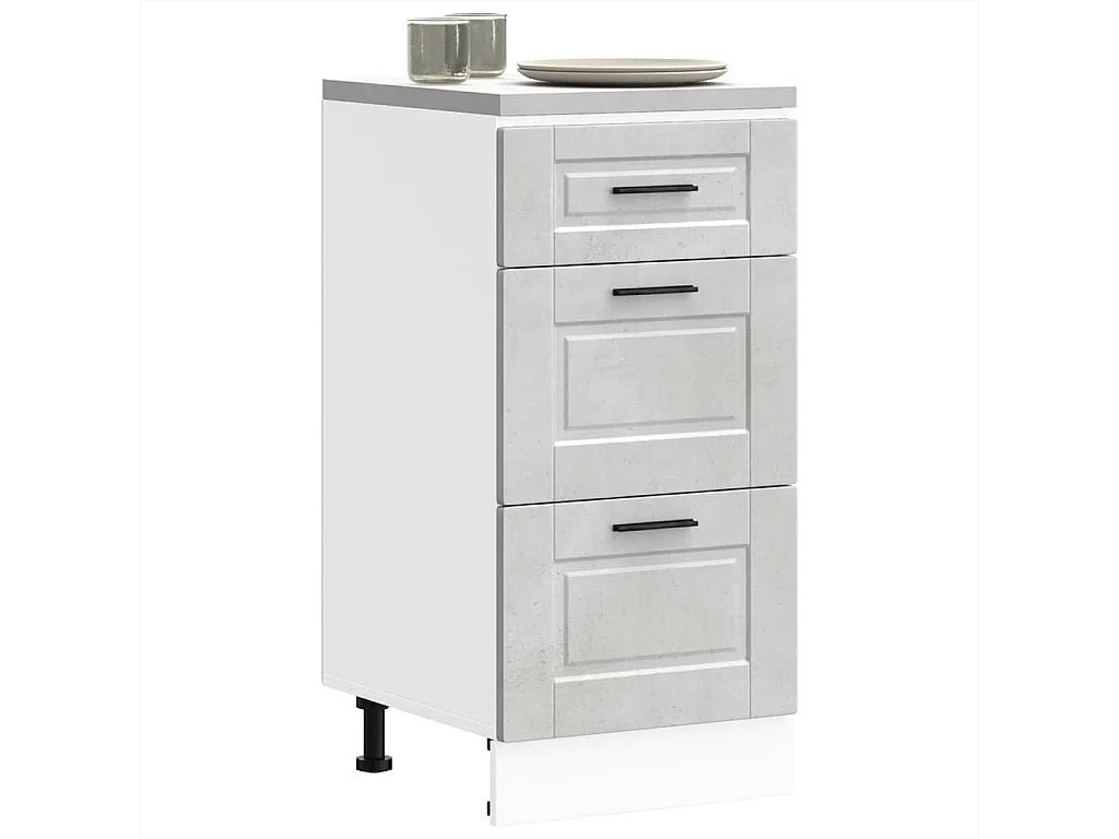 Armoire de cuisine Porto gris béton bois d'ingénierie