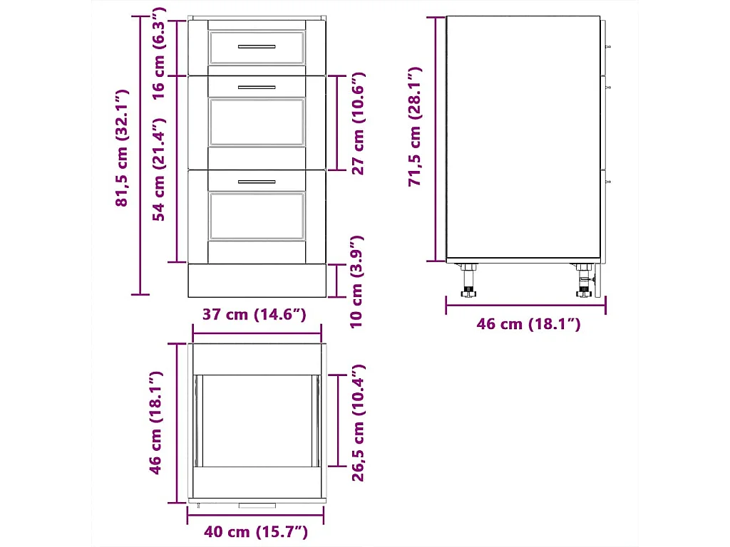 Armoire de cuisine Porto gris béton bois d'ingénierie