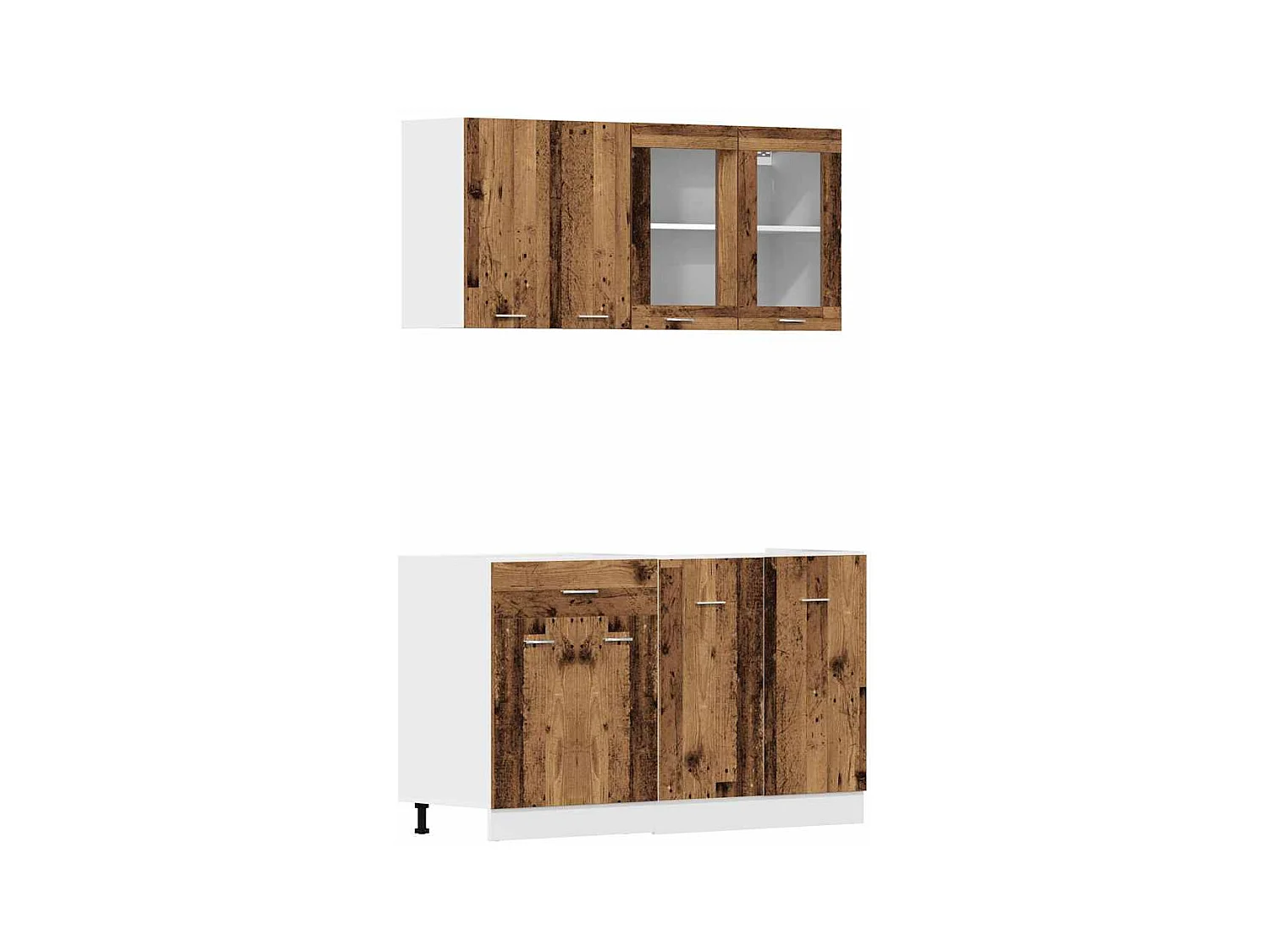 4-delige Keukenkastenset Lyon bewerkt hout oud houtkleurig