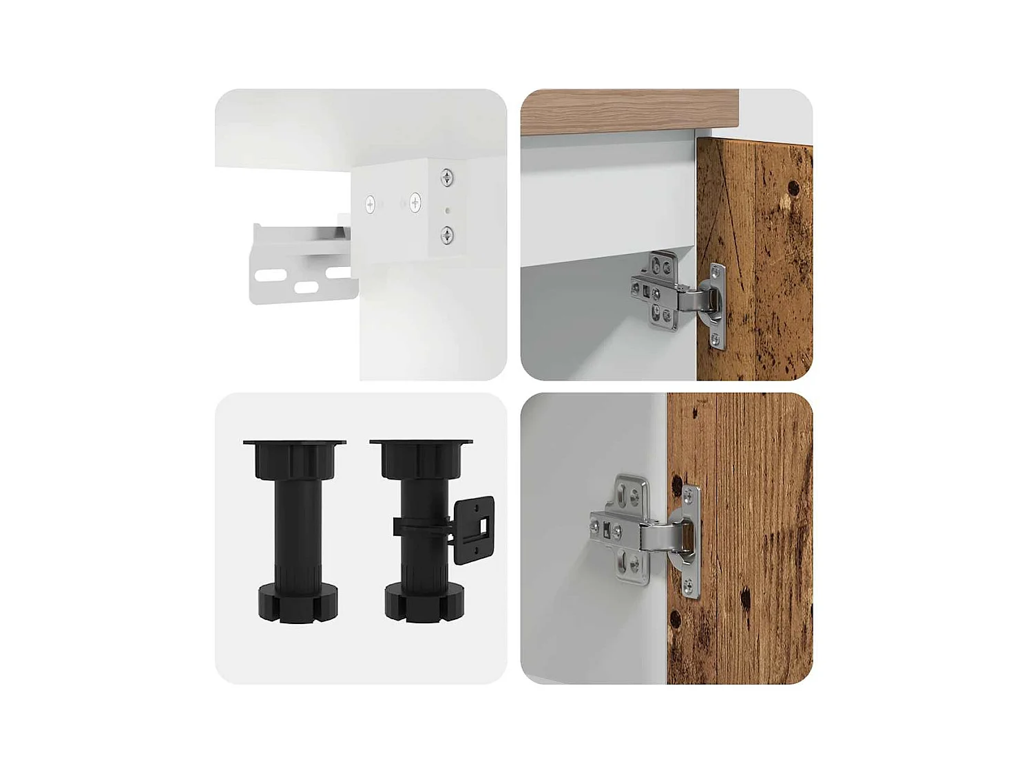 4-delige Keukenkastenset Lyon bewerkt hout oud houtkleurig