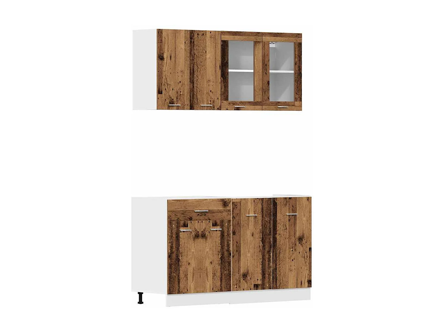 Ensemble de 4 meubles de cuisine "Lyon" en bois d'ingénierie vieilli