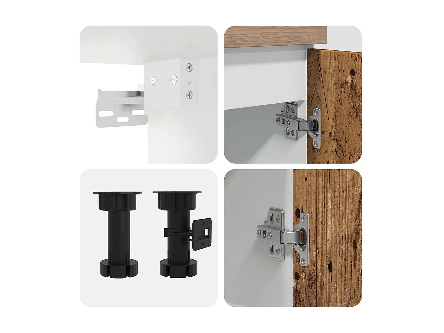 Ensemble de 4 meubles de cuisine "Lyon" en bois d'ingénierie vieilli