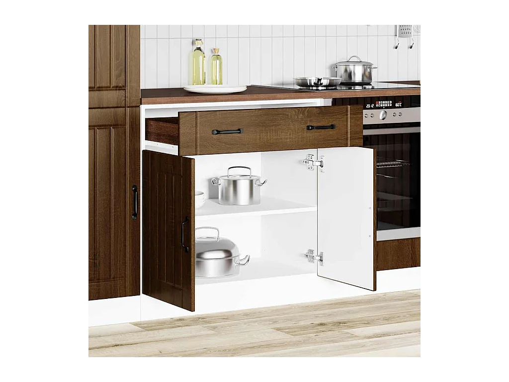 Base da Cucina Lucca Rovere Marrone in Legno Multistrato