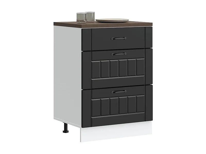 Küchen-Unterschrank Lucca Schwarz Holzwerkstoff