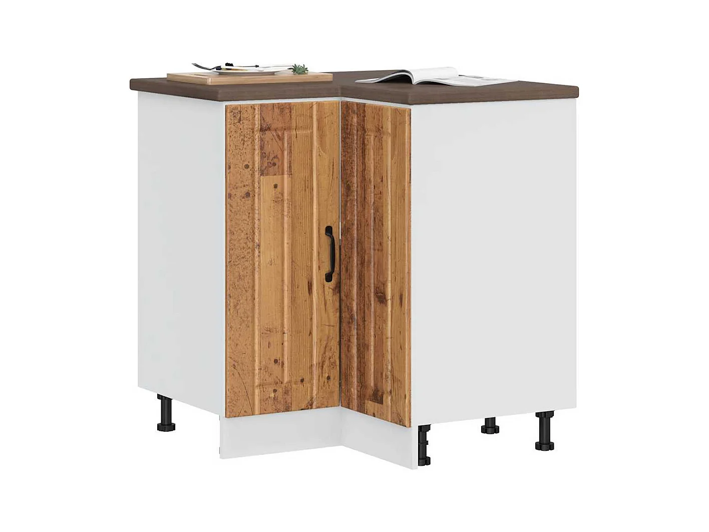 Mobile Base ad Angolo Cucina Lucca Legno Antico in Truciolato