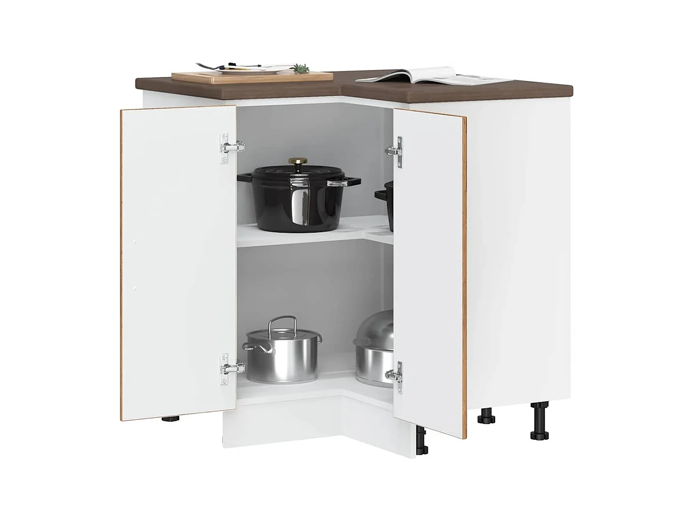 Mobile Base ad Angolo Cucina Lucca Legno Antico in Truciolato