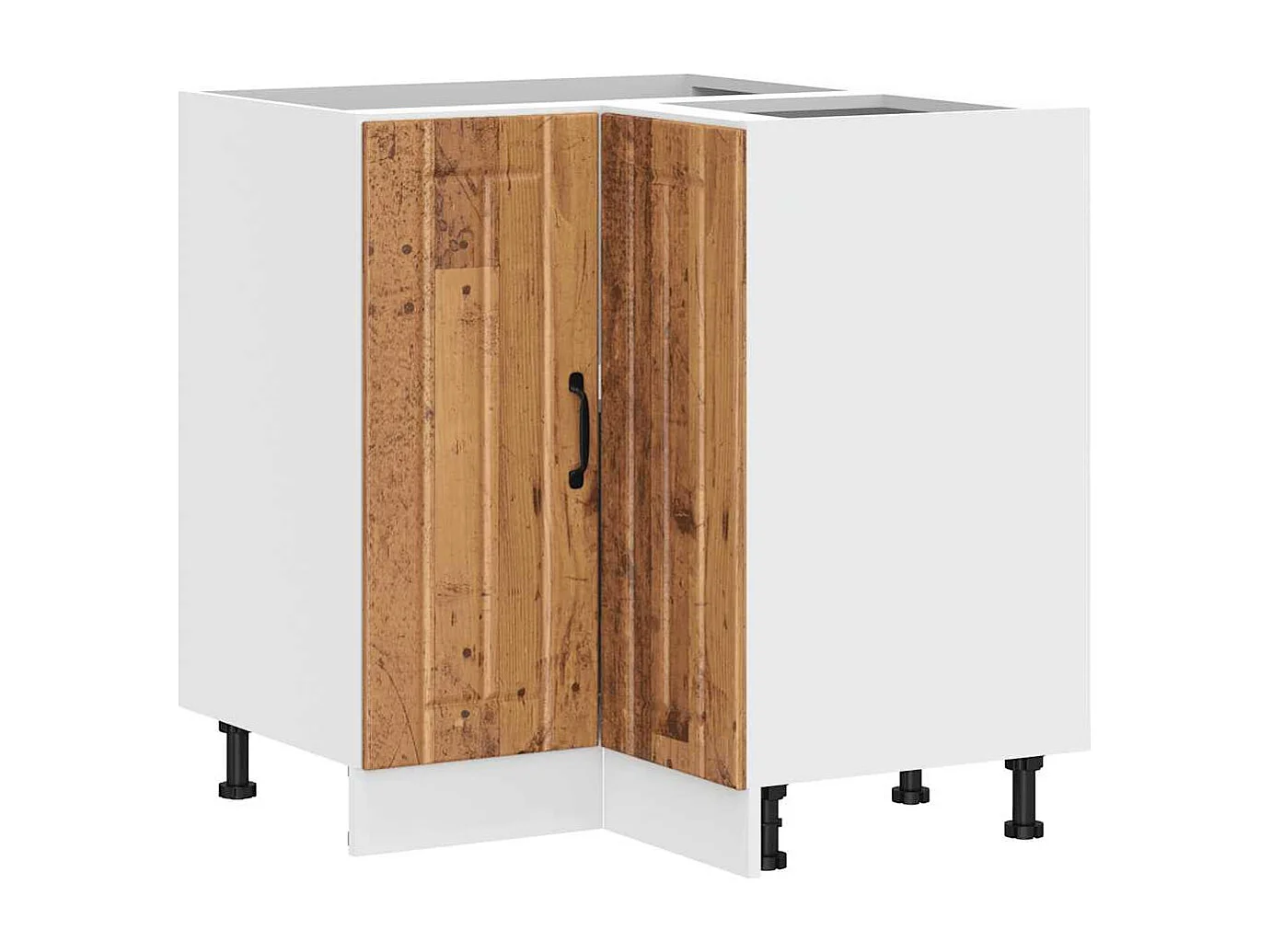 Armoire d'angle de cuisine Lucca vieux bois bois d'ingénierie