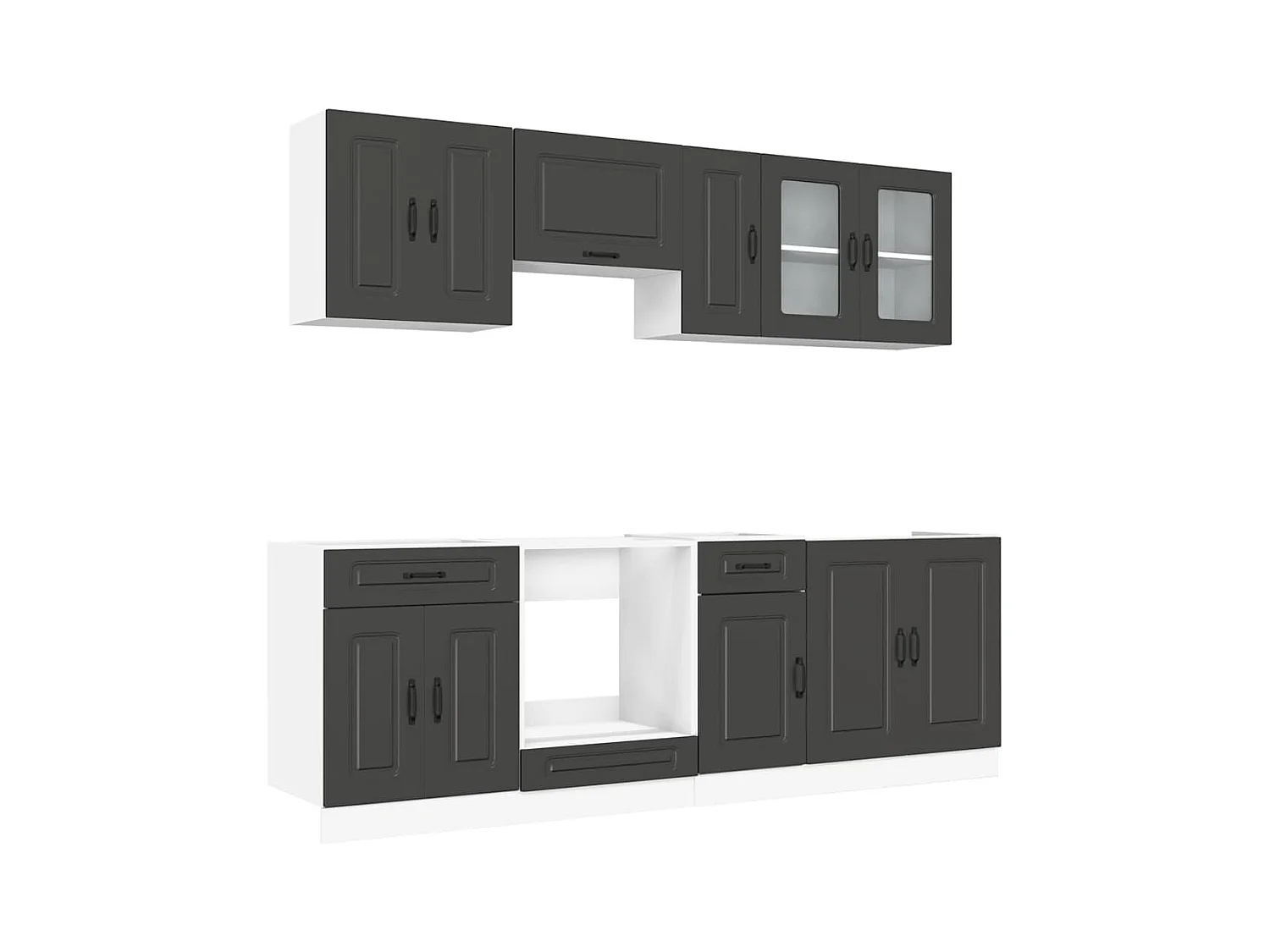 Mueble de cocina Kalmar negra 8 piezas madera contrachapada