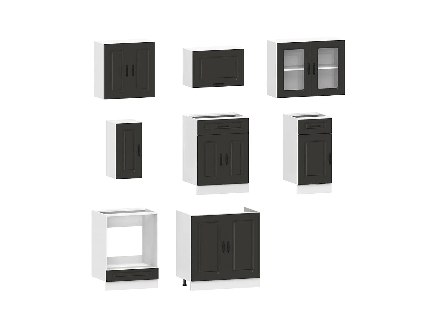 Mueble de cocina Kalmar negra 8 piezas madera contrachapada