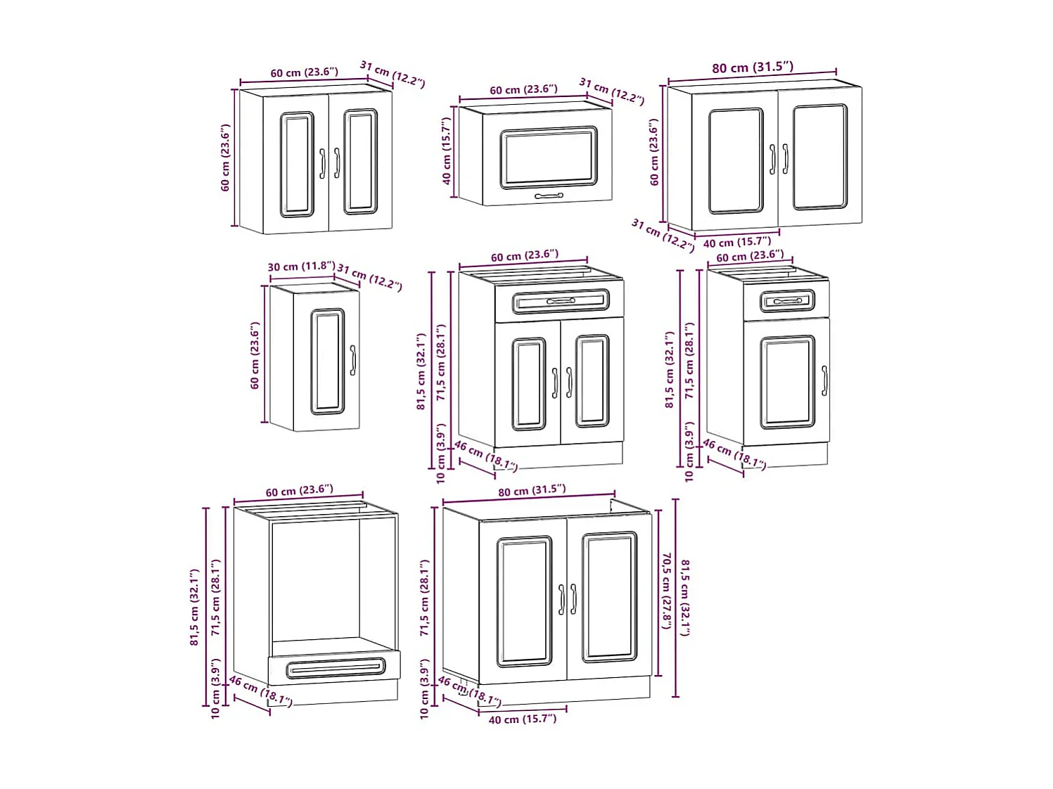 Ensemble d'armoires de cuisine 8 pcs Kalmar bois d'ingénierie