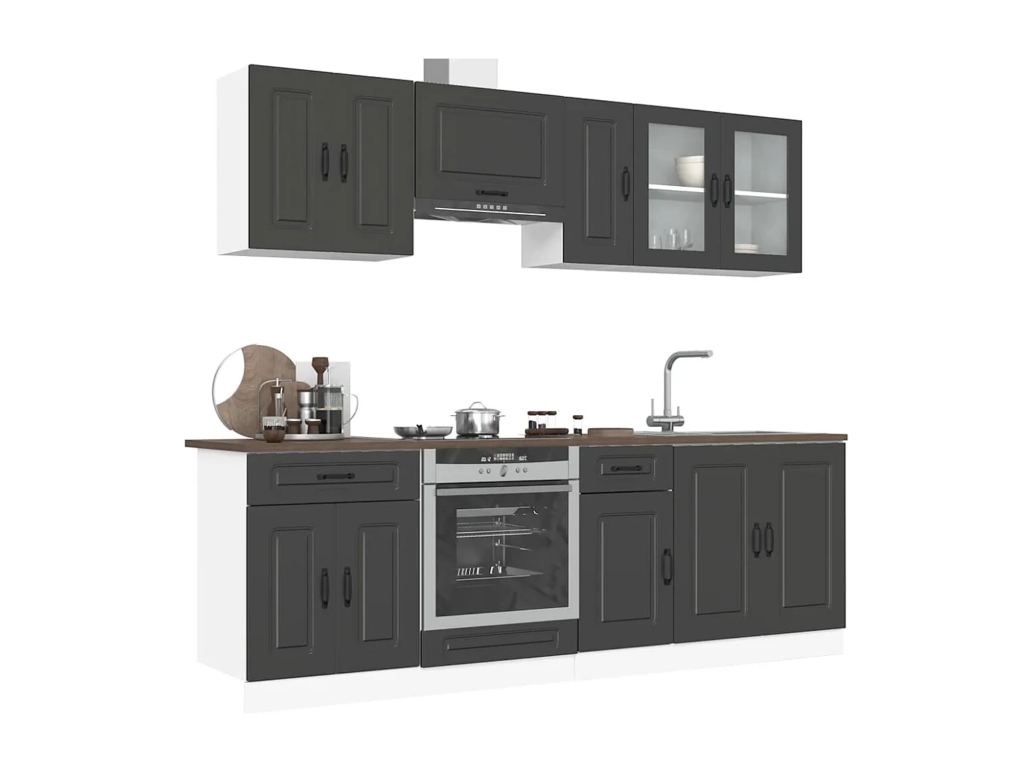 8 peças armário de cozinha conjunto Kalmar preto