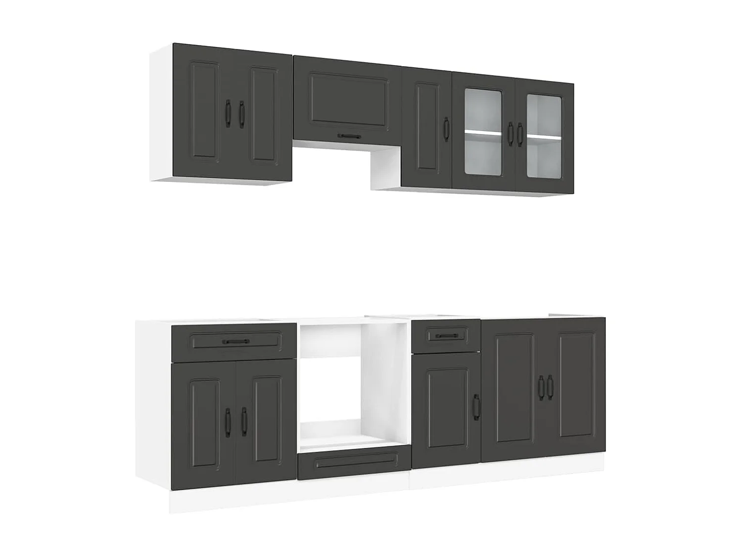 8 peças armário de cozinha conjunto Kalmar preto