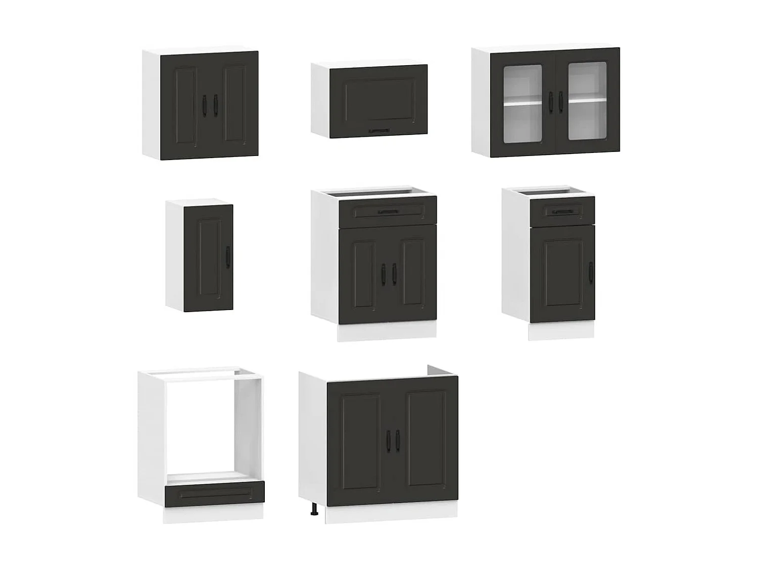 8 peças armário de cozinha conjunto Kalmar preto