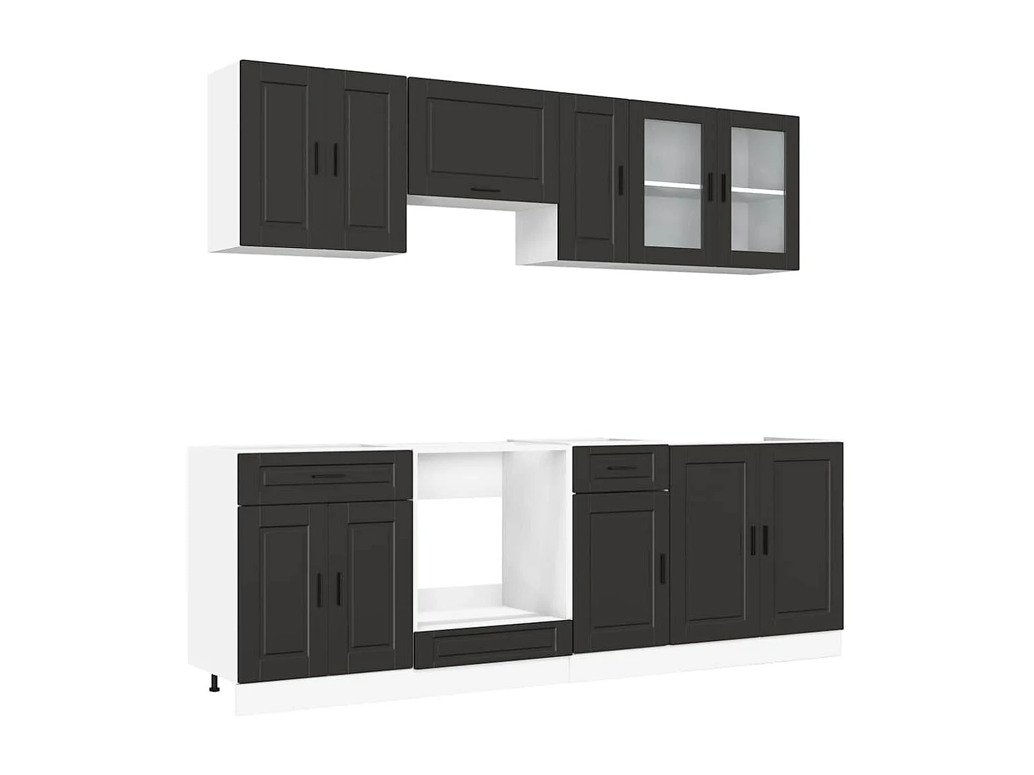 8-delige Keukenkastenset Porto bewerkt hout zwart