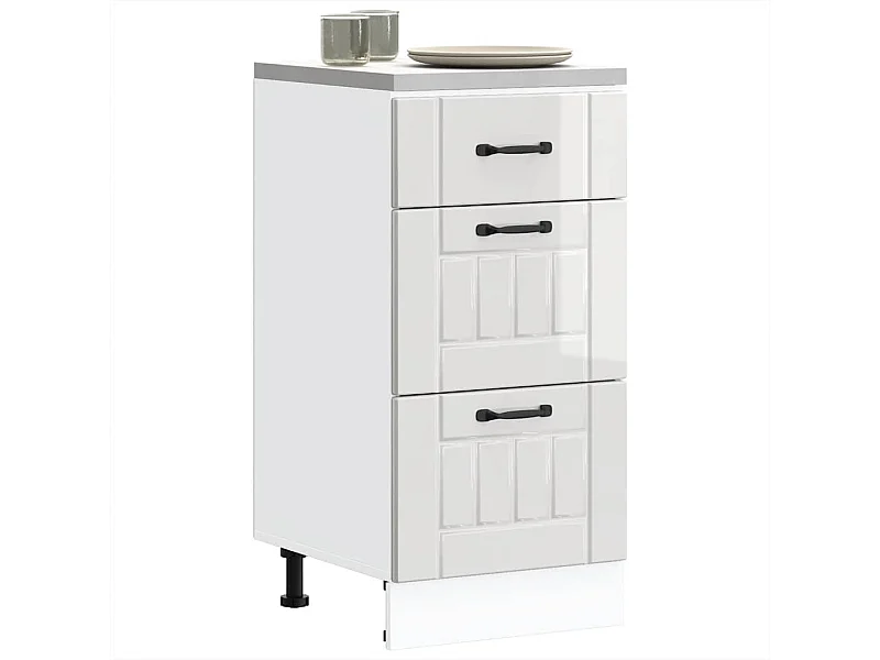 Onderkast "Lucca" Hoogglans Wit Bewerkt Hout