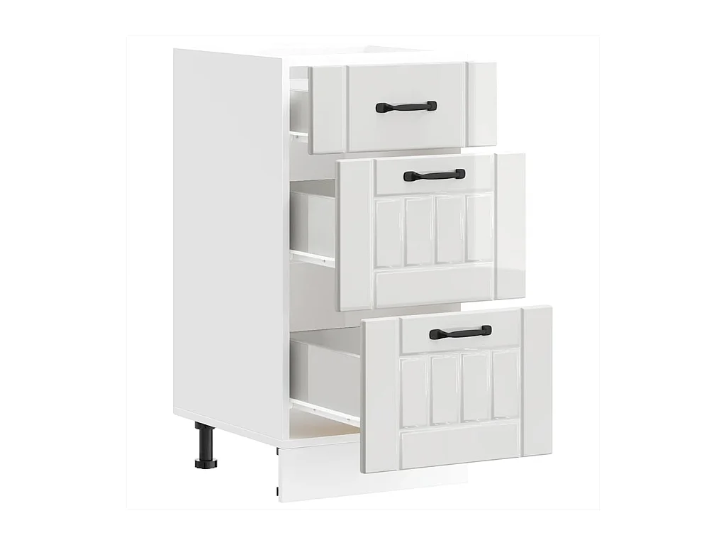 Onderkast "Lucca" Hoogglans Wit Bewerkt Hout