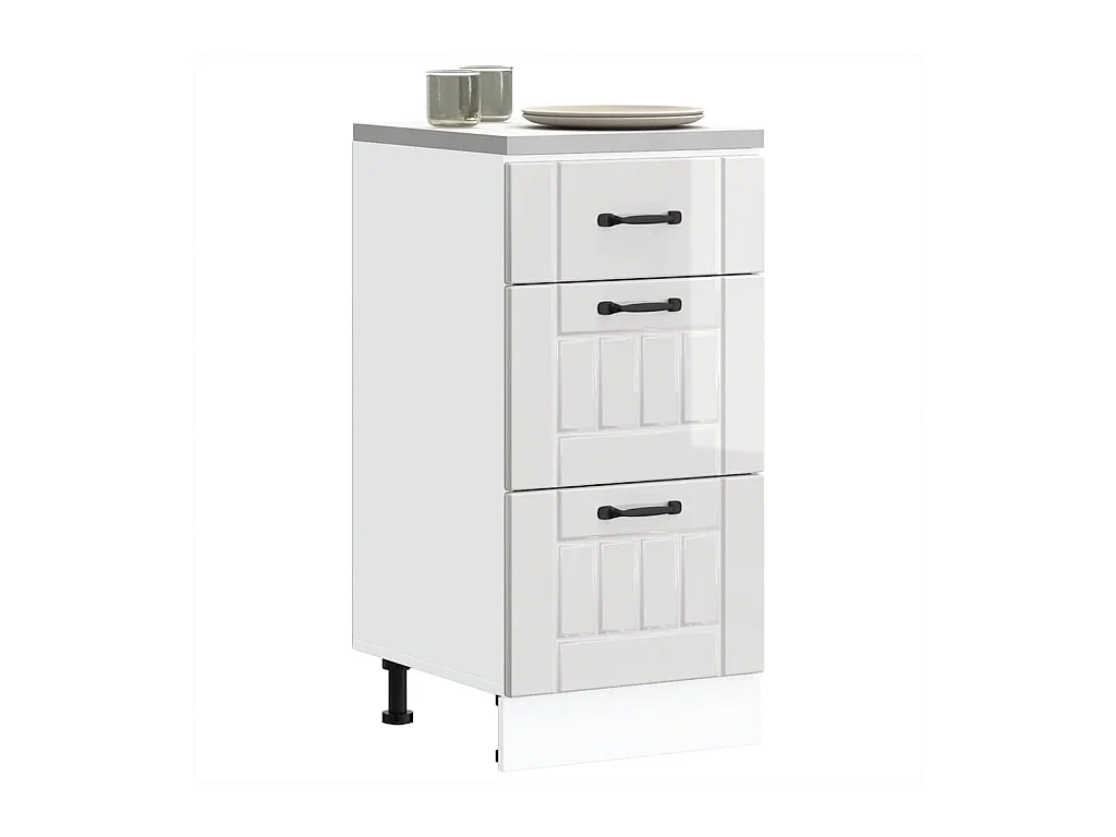 Armoire de cuisine Lucca blanc brillant bois ingénierie