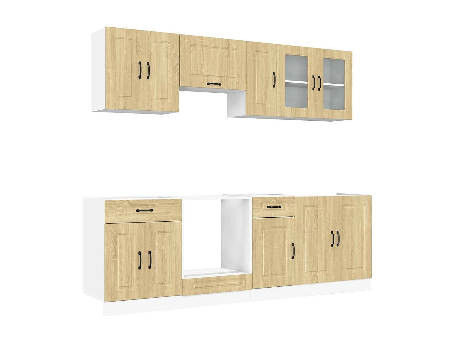 8-delige Keukenkastenset Kalmar bewerkt hout sonoma eikenkleur