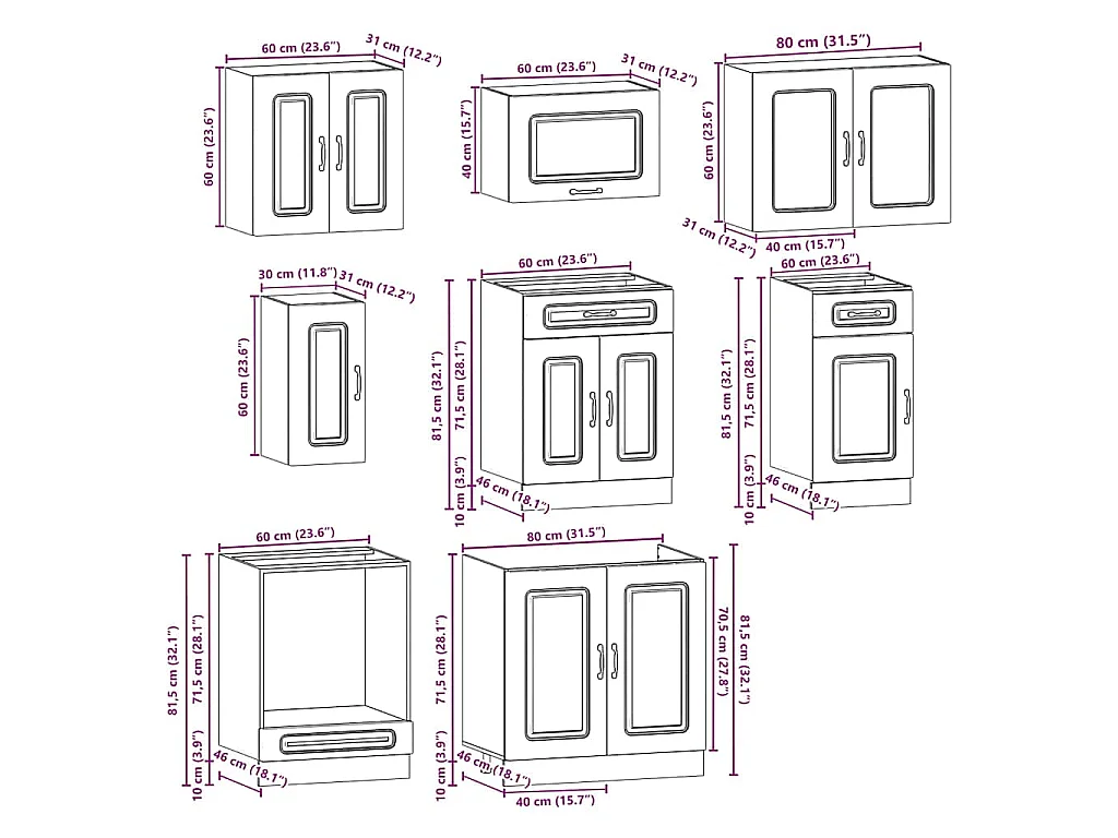 Ensemble d'armoires de cuisine 8 pcs Kalmar bois d'ingénierie