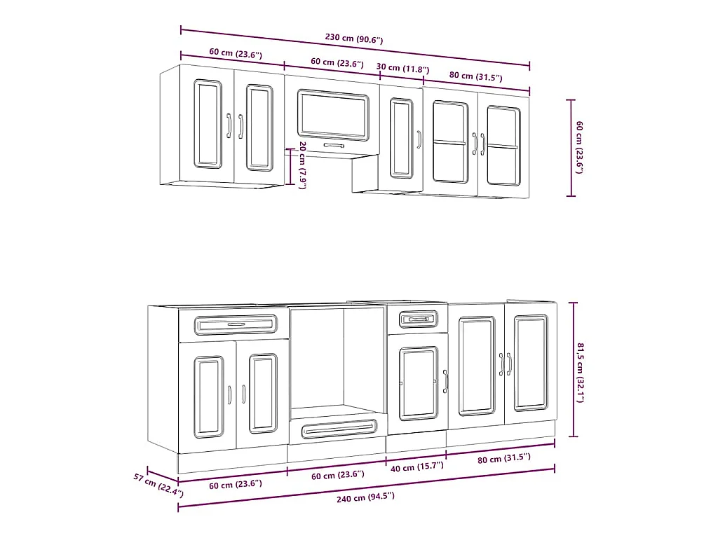 Ensemble d'armoires de cuisine 8 pcs Kalmar bois d'ingénierie