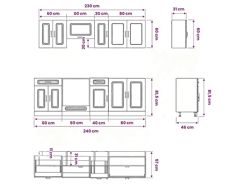 Ensemble d'armoires de cuisine 8 pcs Kalmar bois d'ingénierie