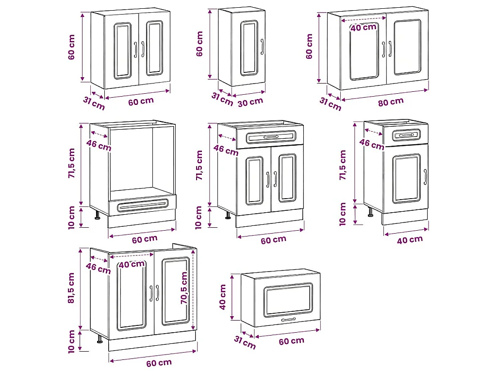 Ensemble d'armoires de cuisine 8 pcs Kalmar bois d'ingénierie