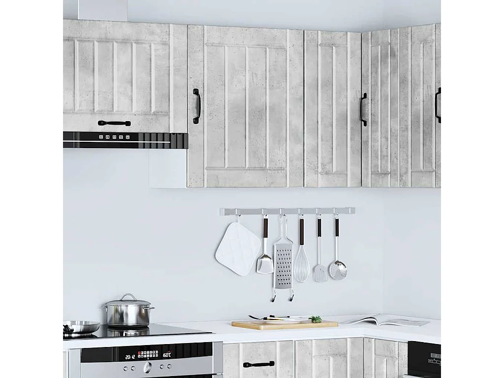 Armoire murale de cuisine Lucca gris béton bois ingénierie