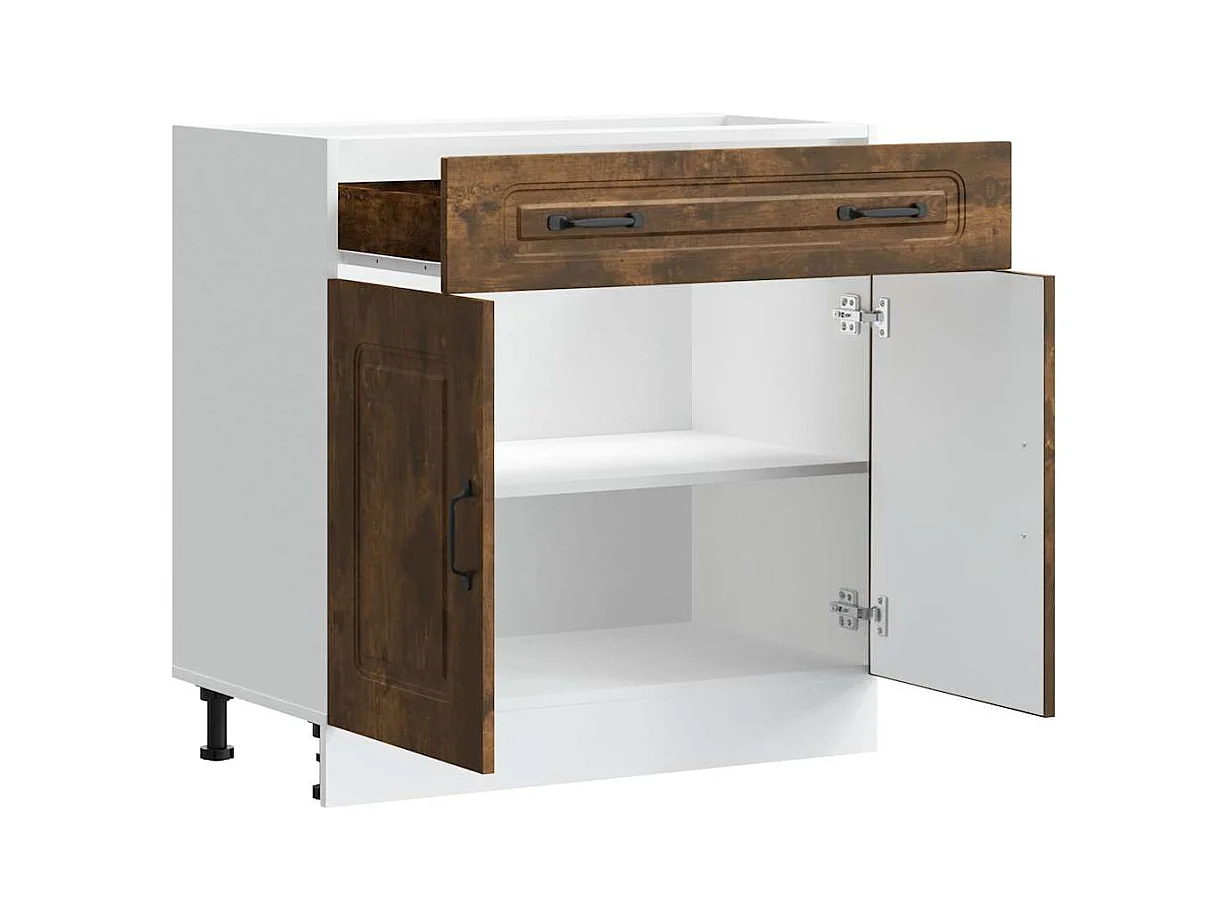 Mueble bajo de cocina Kalmar de madera ingeniería roble ahumado