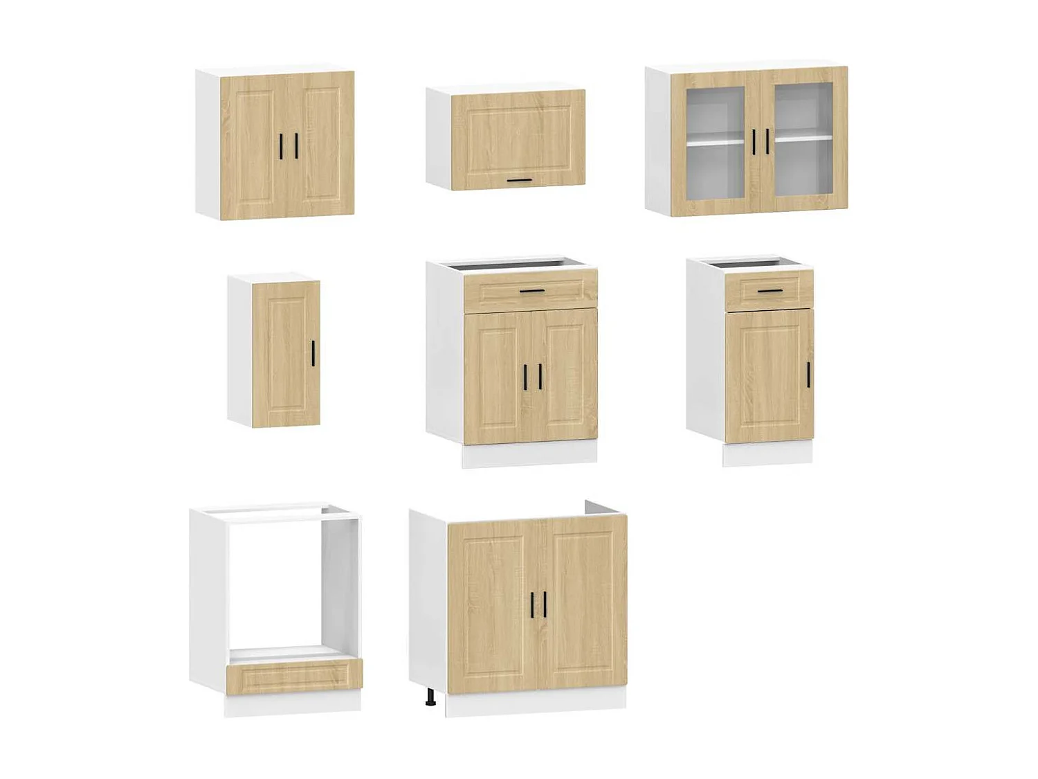 Ensemble de 8 meubles de cuisine "Porto" en chêne Sonoma