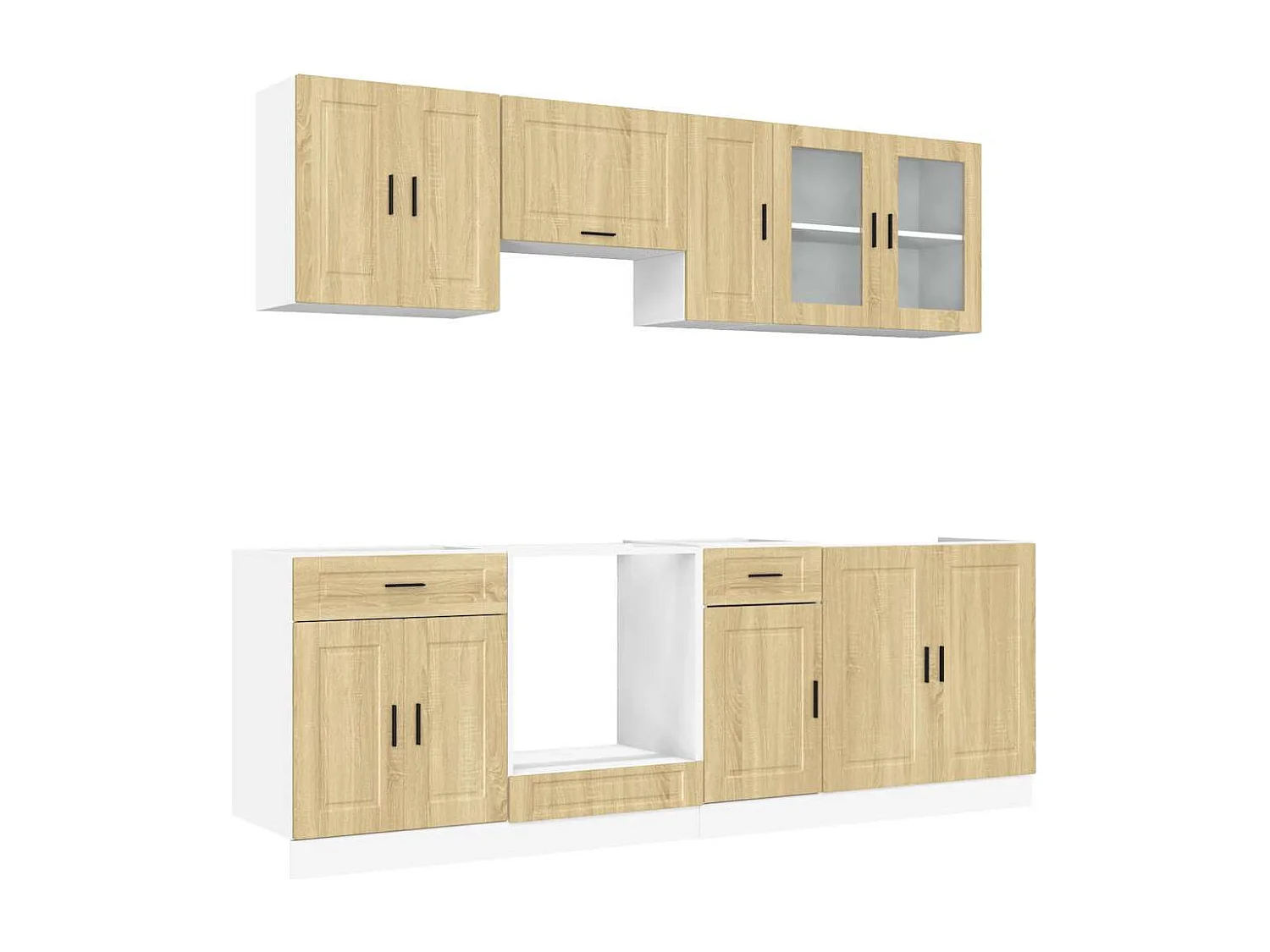 Ensemble de 8 meubles de cuisine "Porto" en chêne Sonoma