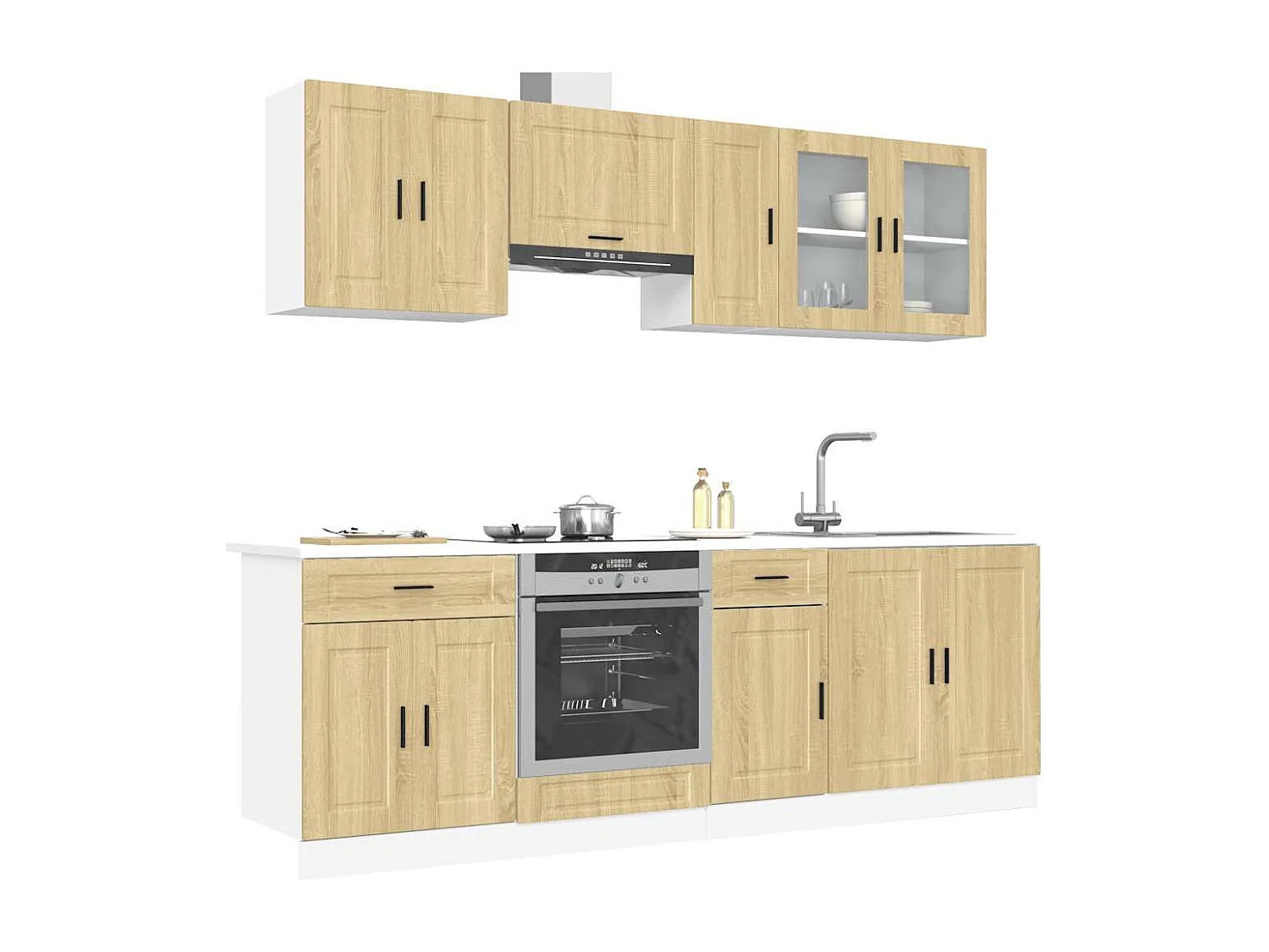 Ensemble de 8 meubles de cuisine "Porto" en chêne Sonoma