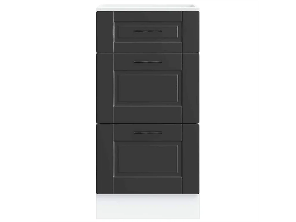 Armário de cozinha baixo "Porto" em madeira engenheirada preta