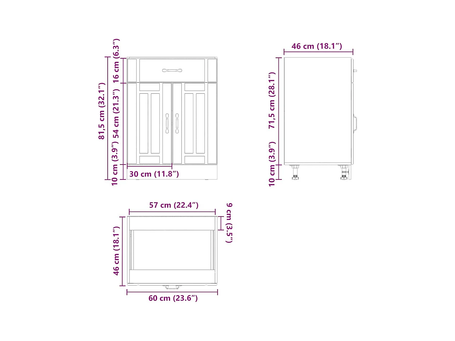 Keuken onderkast Lucca bewerkt hout wit